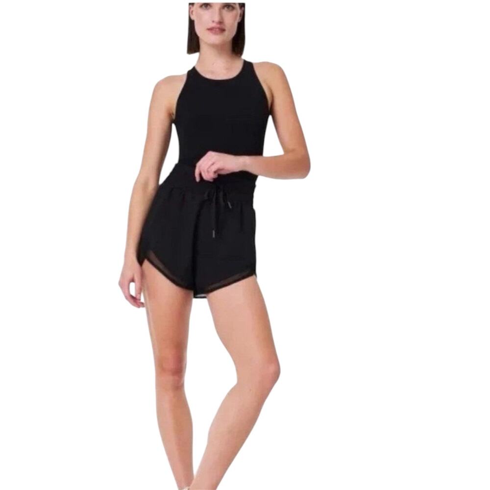SPANX Black High-Waist Track Shorts